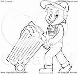 Garbage Man Cartoon Bin Trash Clipart Pushing Rolling Illustration Royalty Visekart Vector Clipground sketch template