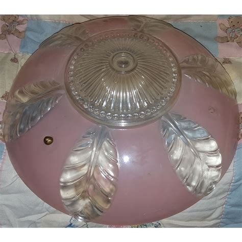 vintage pink ceiling light fixture shade  glass ceiling shade light fixture pink glass