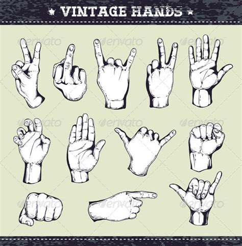 set  vintage hands  vecster graphicriver