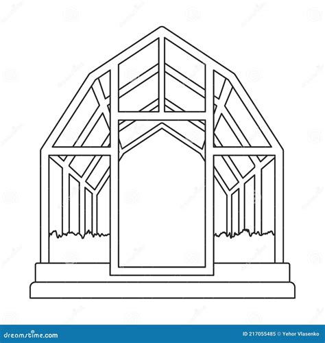 greenhouse vector outline icon vector illustration greenhouse  white