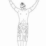 Coloring Wrestling Pages Wrestler Hellokids Printable Miz Climbing Rope Victory Wresling Ring Scene sketch template