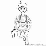 Slingshot Coloring Boy Cartoon Hand Book sketch template
