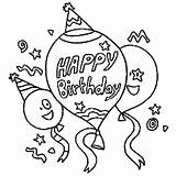 Birthday Coloring Party Pages Balloon Balloons Happy Kids Colouring Printable Cards sketch template