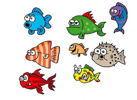 fische cartoonfiguren  tage kreativ bunte fische fisch
