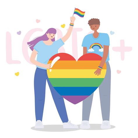 Comunidad Lgbtq Personajes Con Corazón De Arco Iris Desfile Gay