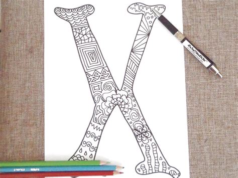 coloring letter  colouring alphabet kids  adult coloring etsy
