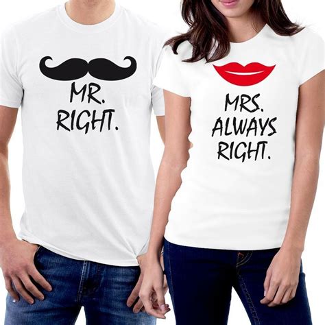funnyshirts new couple matching t shirt mr right and mrs always right