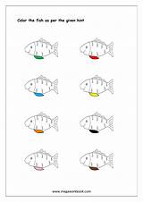 Color Worksheets Recognition Printable Matching Colors Worksheet Hint Objects Fish Megaworkbook Blue Shapes Recognize Patterns Orange Yellow Kids Red Green sketch template