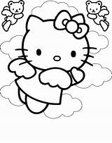 Hello Kitty Coloring Pages Angel Fly Sky sketch template