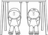 Swing Clipart Kids Clip Playing Swinging Swings School Outside Boy Cliparts Girl Little Mycutegraphics Children Outline Kid Graphics Girls Two sketch template