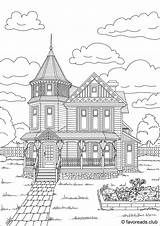 Pages House Coloring Adult Colouring Printable Favoreads Architecture Houses Color Lovely Book Homes Authentic Club Victorian Drawing Sheets Books Find sketch template