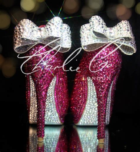 pretty  pink glass crystal heels