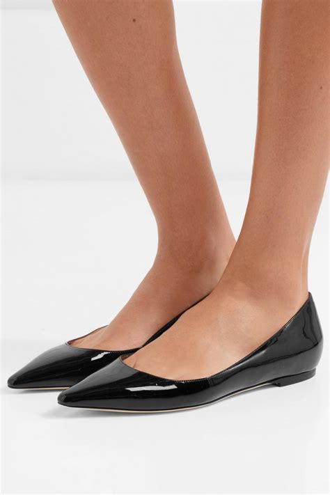 jimmy choo womens romy patent leather point toe flats black black flat shoes renza weddings