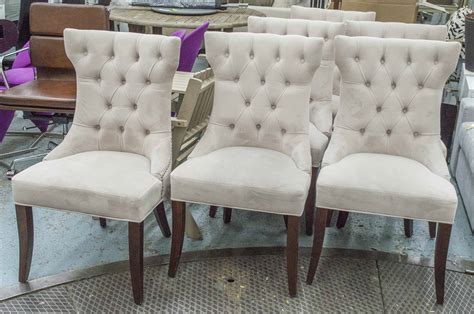 dining chairs  set    buttoned cream velour
