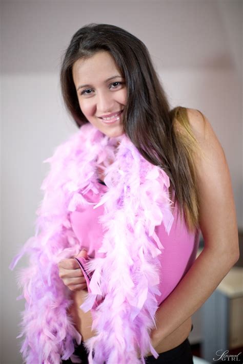 teen dreams about big career while posing nude with a boa