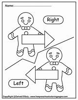 Opposites Gingerbread Left Right Man Printable Preschool Coloring Kids Kindergarten Worksheets Pdf sketch template