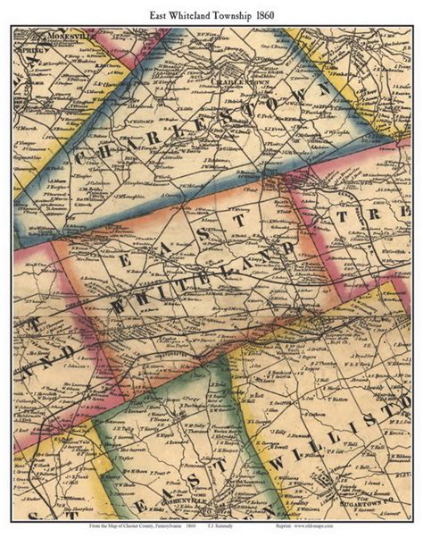 east whiteland township pennsylvania   town map custom print