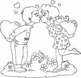 Coloring Boy Kissing Girl Valentine Little Pages Characters Color Printable Drawing Drawings Friends Gif Valentines List sketch template