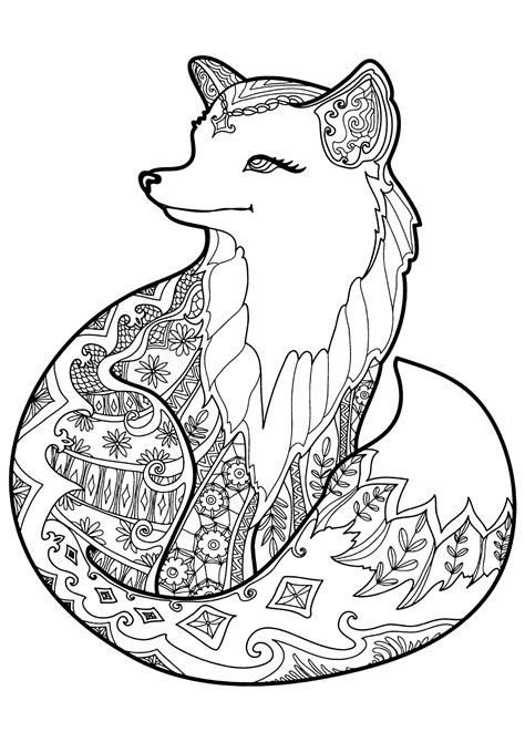 fox  beautiful patterns foxes adult coloring pages