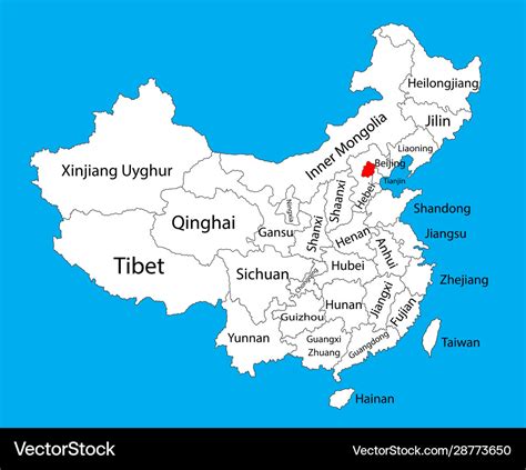 beijing province map china map royalty  vector image
