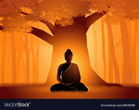 siddhartha gautama enlightened  bodhi tree vector image