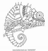 Mechanical Steampunk Coloring Chameleon Animal Illustration Style Shutterstock Stock Preview sketch template