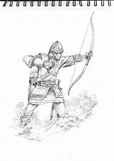 Archer Pose Pages Medieval Coloring Template sketch template