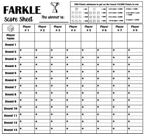 farkle score card printable file    etsy