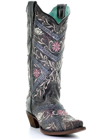 Corral Women S Floral Embroidery And Rhinestones Western Boots Snip Toe