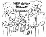 Coloring Girl Scouts Bazaar Selling Cookies Book Scout Pages Children Designs sketch template