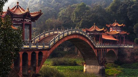 china nature bridge forest trees asian architecture  wallpaper wallhavencc