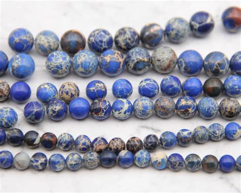 blue imperial jasper beadsround imperial jasper beadssea etsy