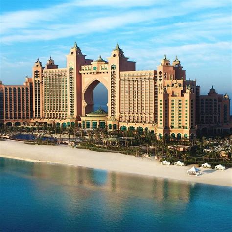 the atlantis hotel is located at the tip of the beautiful palm jumeirah