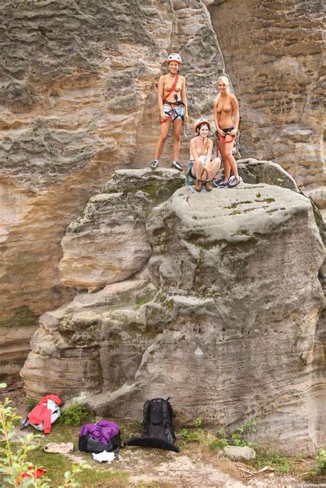 sara coul and her friends go naked rock climbing 2 of 2