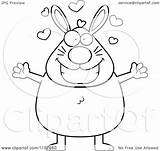 Chubby Bunny Amorous Clipart Cartoon Coloring Cory Thoman Outlined Vector Royalty sketch template