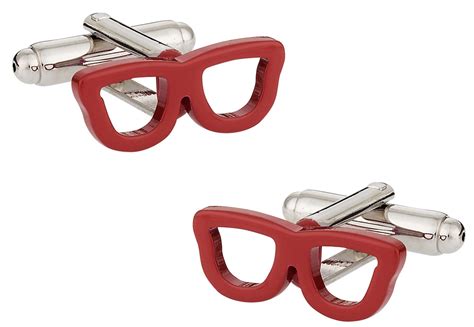 Red Nerd Glass Eyeglass Cufflinks Cuff Daddy
