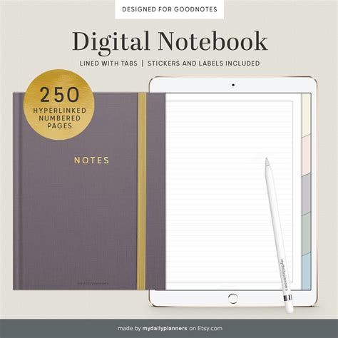 digital notebook tab template goodnotes hyperlinked study etsy