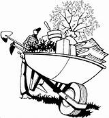 Wheelbarrow Gardener Getdrawings Clipartmag sketch template
