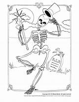 Skeleton Dancing Coloring Color Bones Winding October Down sketch template