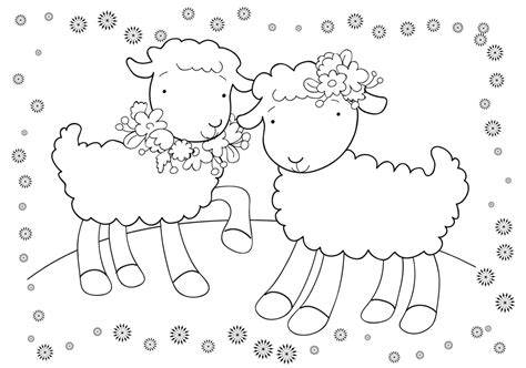 coloring page elegant lambs