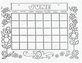 Blank Calendars Color Fill June Kids sketch template