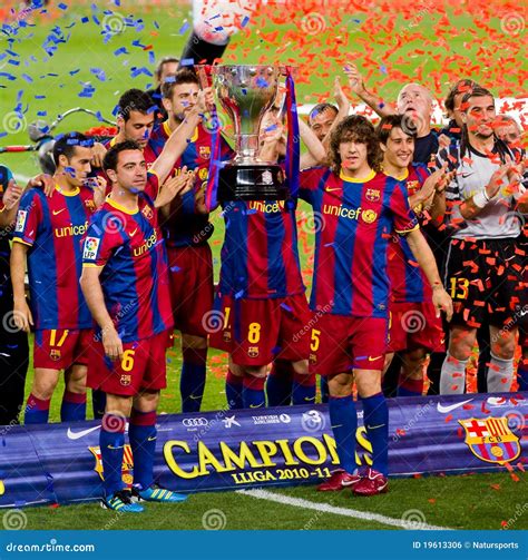 fc barcelona wins  spanish league championship editorial photo