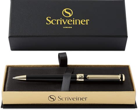 luxury   scriveiner london stunning black lacquer ballpoint    gold finish