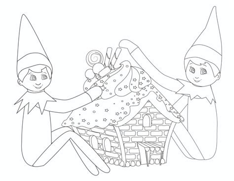 printable elf  shelf coloring pages