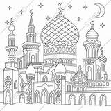 Coloring Mosque Drawing Pages Islamic Ramadan Castle Adult Oriental Colouring Crescent Outline Printable Sheets Kids Turkish Para Et Colorear Stars sketch template