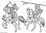 Cavalieri Caballo Cavaleiros Jinetes Soldados Soldati Guerras Ritter Guerre Cavaliers Colorkid Reiter Kriege Soldaten Caballeros Mongol Colorier sketch template