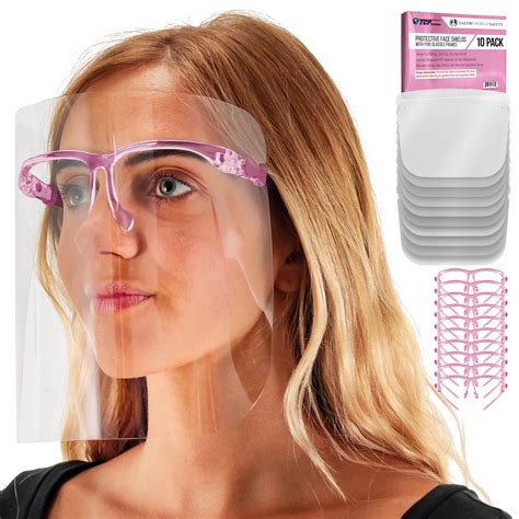 tcp global salon world safety face shields with pink glasses frames