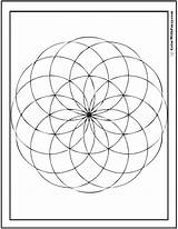 Coloring Geometric Pages Flower Zinnia Venn Math Print Colorwithfuzzy sketch template