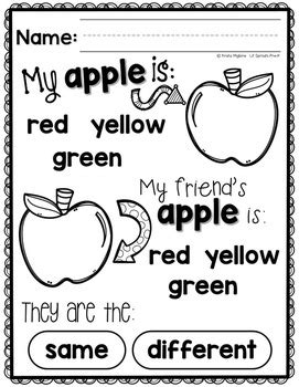 apple printables  worksheets prek kindergarten preschool pre