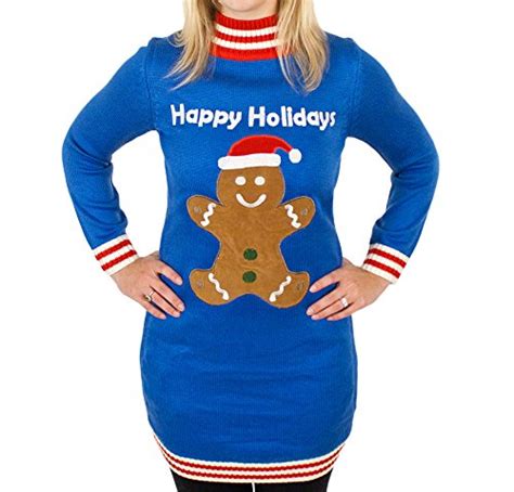 Naughty Gingerbread Man Ugly Christmas Sweater Dress With Lights Ugly